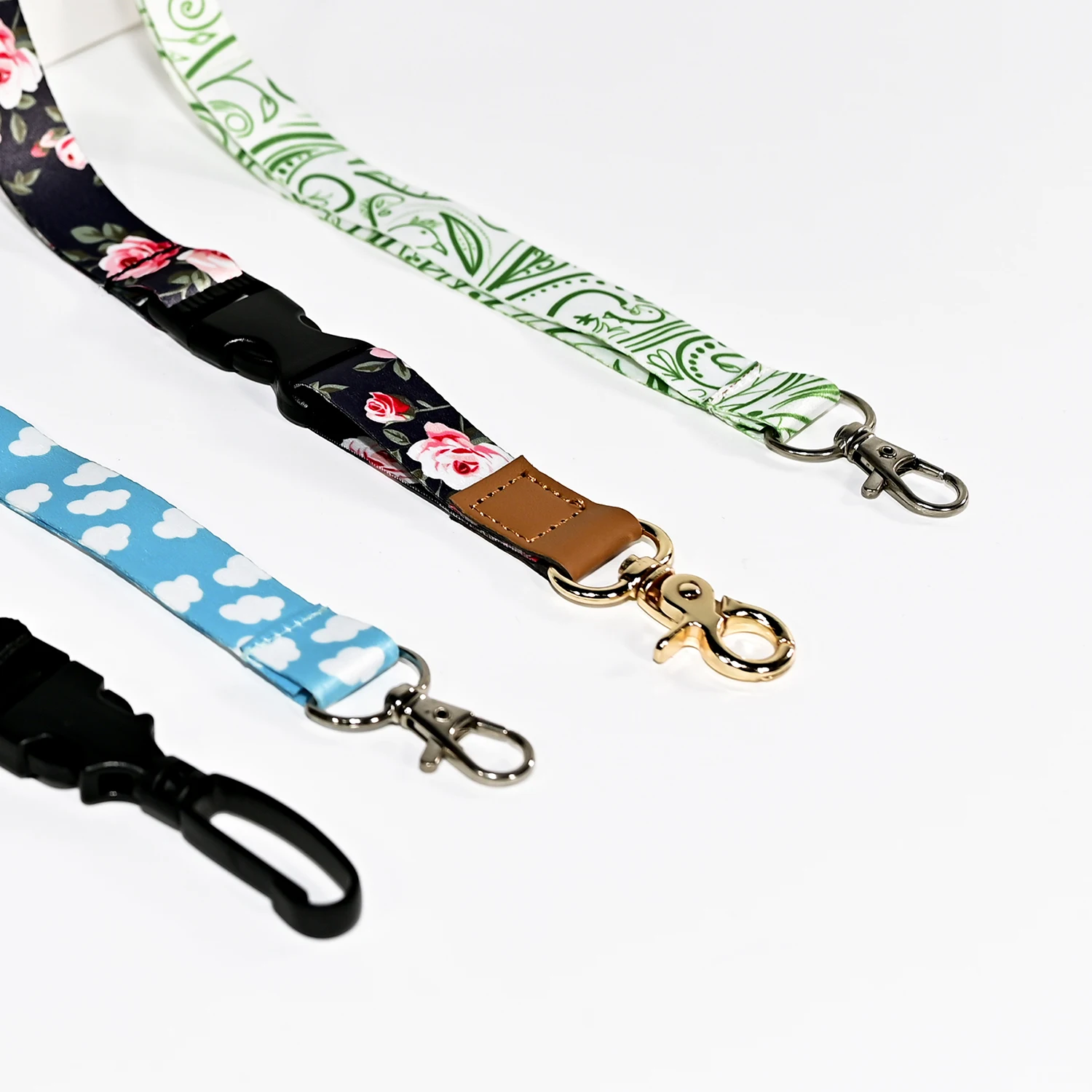 Sublimation Printed Eco-friendly Breakaway Polyester Keychain Nylon Lanyard Satin Neck Woven Lanyards With ID Card Badge Holder