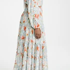 Skirt Long OEM 2021 New Arrival Spring Water Color Floral Print Smocking Tiered Skirt Ruffle Seams Casual Long Dress
