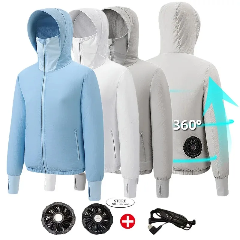 Summer Outdoor Cooling Clothing Air Conditioning Coat Cool Work Wear Jacket Smart USB Charging Cooling Fan Jacket