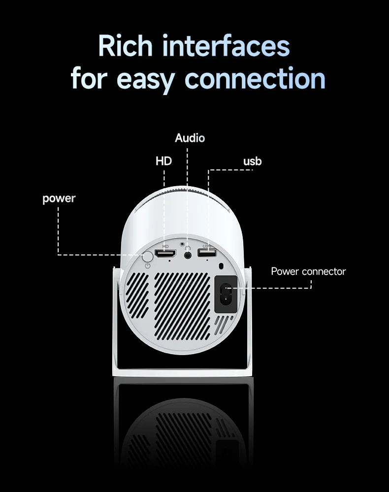 Transpeed 4K Wifi6 HY300 Pro Projecteur Android 11 150 ANSI Lumens Double WIFI BT5.0 720P Home Cinéma Projecteur Portable Extérieur