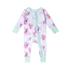 Baby Clothing Leesourcing--Long Sleeve Baby Bamboo Dual Zipper Romper Private Logo Custom Print Romper Bamboo Clothing