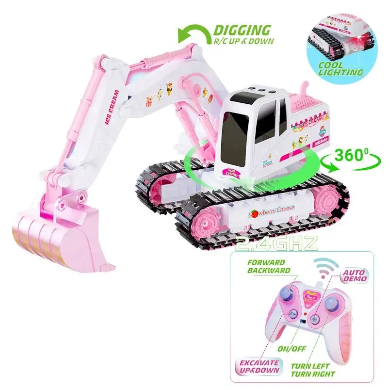 Remote Control Excavator Toy for Boys and Girls Charging 2.4G Frequency 6-Channel Remote Control Light Music Alloy Excavator