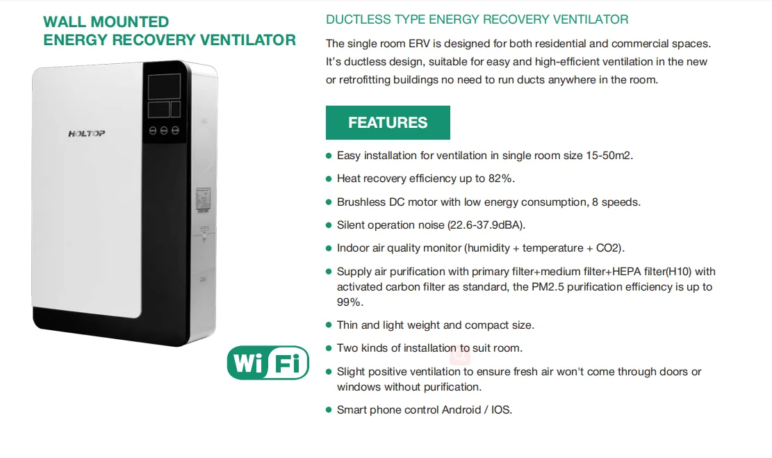 Mounted Erv Hepa Filter, Wall, WIFI, CO2 - detail 4