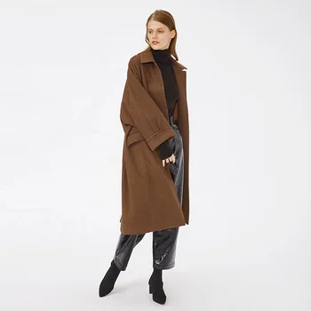Long women's leisure teddy outerwear 2021 autumn and winter fashion custom long coat