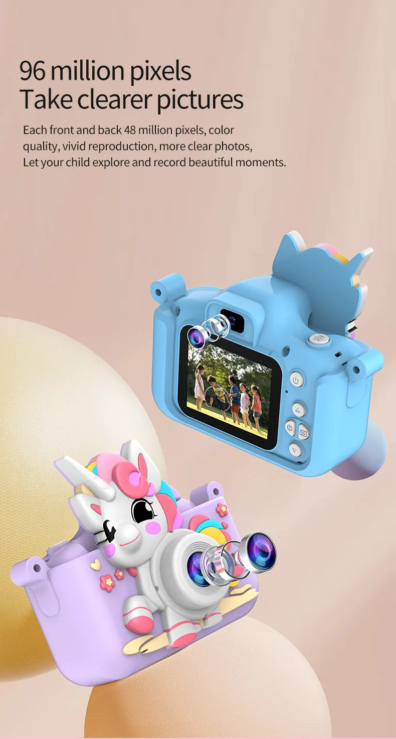 2024照片视频数码相机卡通1080P高清双相机