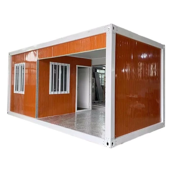 Container House 20ft Modular Prefabricated Container House Two Storey Flat Pack Assemble House Glass Wall Custom Office Villa