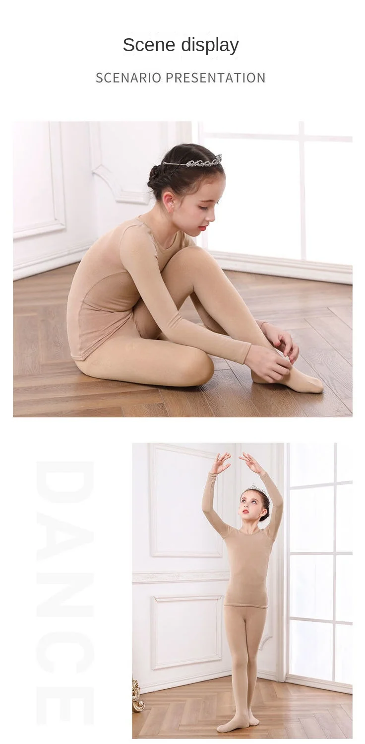 Girls Thermal Underwear Suits Nude Stretch Ballet Underwear Set