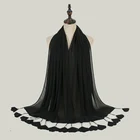 Color Scarf Wholesale The Newest Design Fashion Solid Color Chiffon Wrap Scarf With Heart Tassel Hijab Scarf