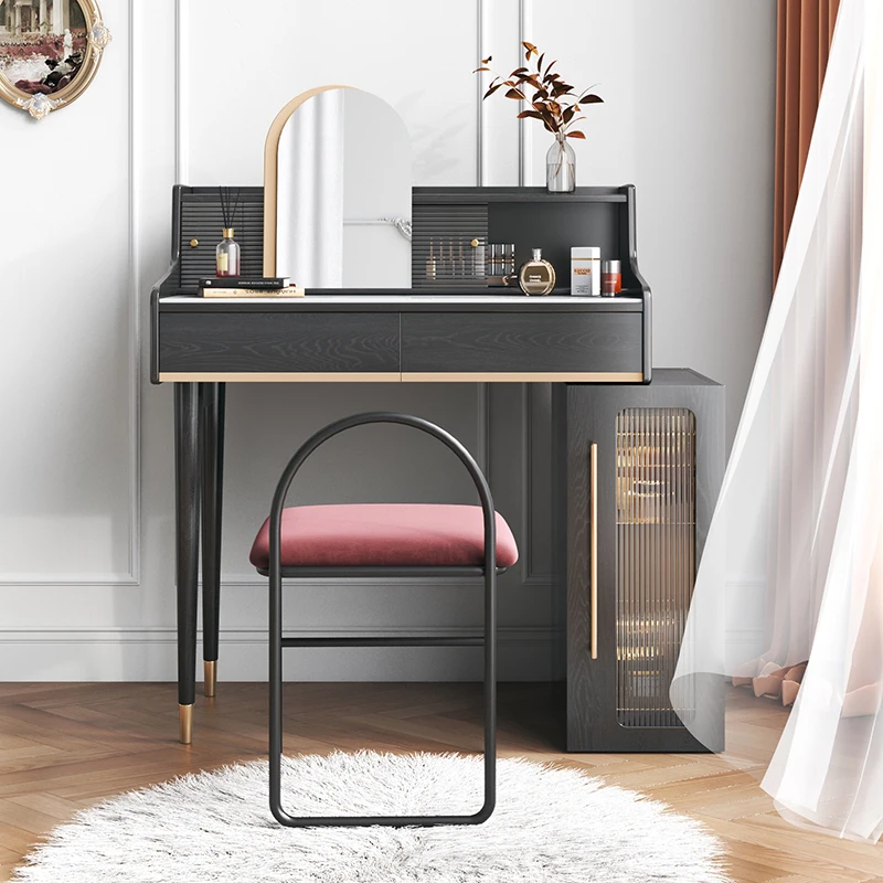 Modern Storage Cabinet Design Bedroom Furniture Black Wood Vanity Dressing Table