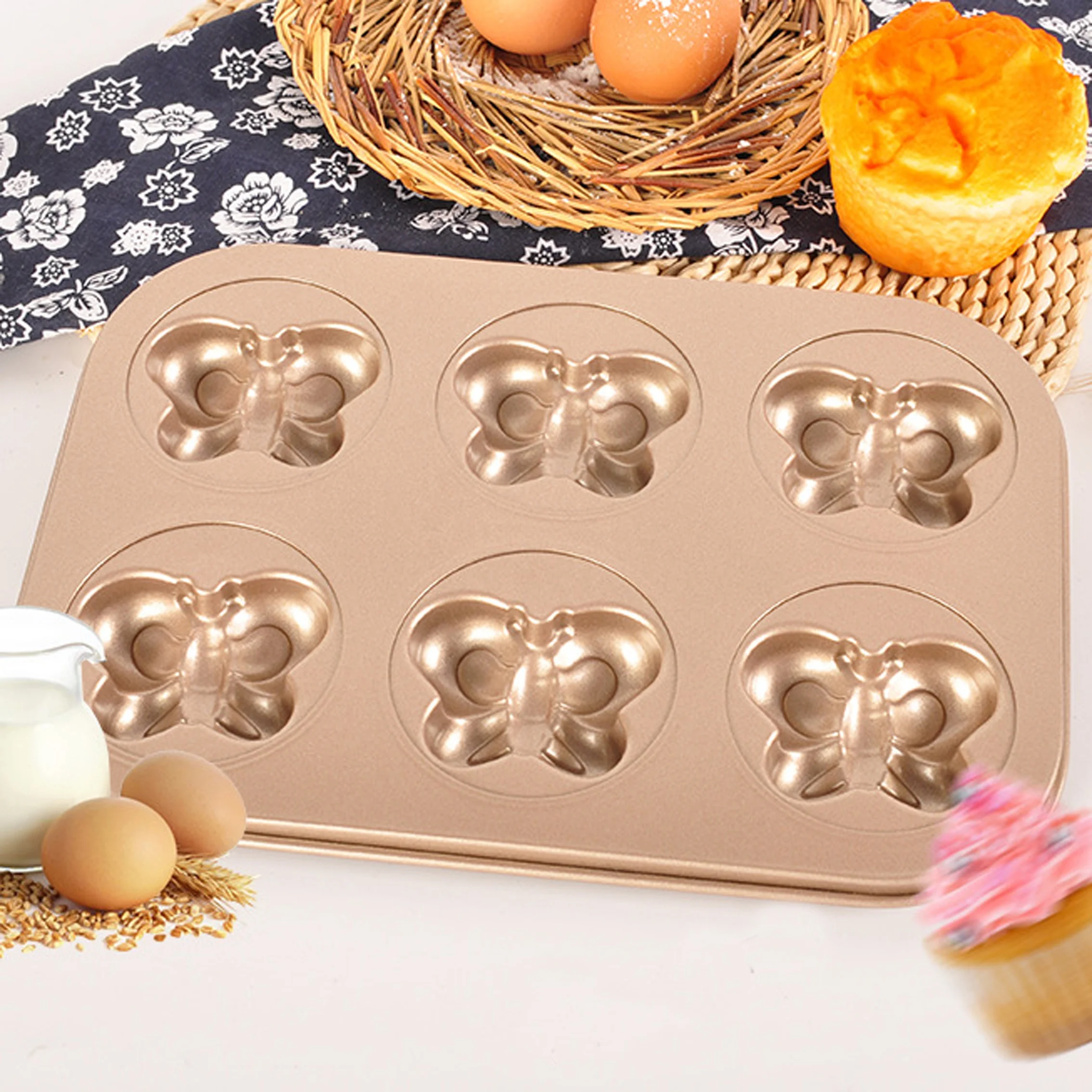 12 Hole multi size Non Stick Carbon Steel Butterfly Shaped 3D Cake Mold Baking Pans cake Helper Aluminum alloy cake molds