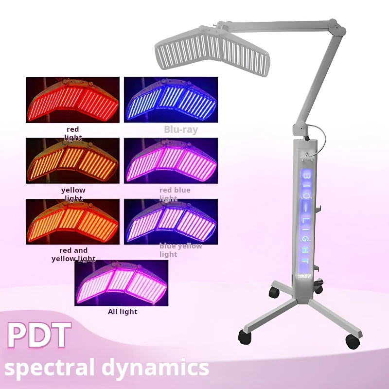 Professional LED Phototherapy Machine PDT Light Therapy Photon Device 4 Professional 7-color PDT LED light therapy machine with red, blue, yellow and combination modes. Adjustable stand for salons, spas, estheticians and aesthetic clinics. Professional LED Phototherapy Machine PDT Light Therapy Photon Device