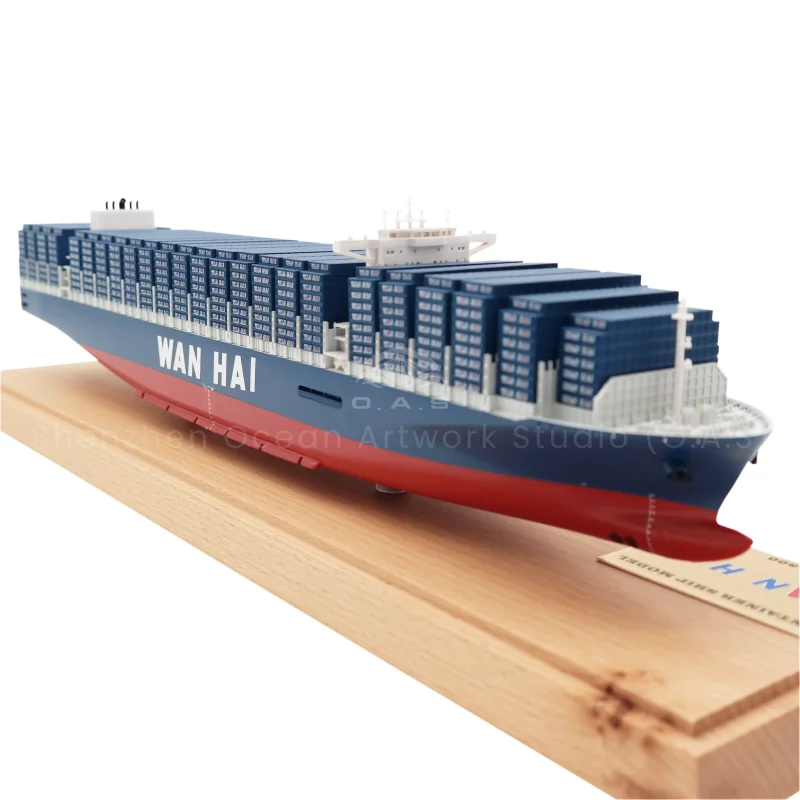 loas factorys customized 45cm wan hai container ship model scale 1888 for shipping business gifts-5
