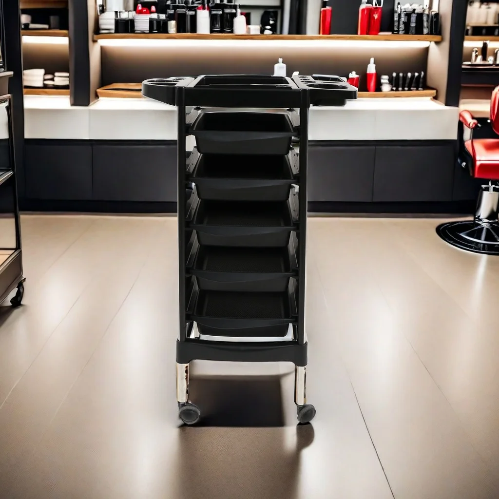 Factory direct supply salon furniture salon trolley cart BLACK trolley for salon