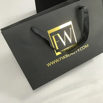 2022 Wholesale Cheap Price Manufacturer Custom High Quality Matte Black Paper Carrier Bag with Gold Foil Logo