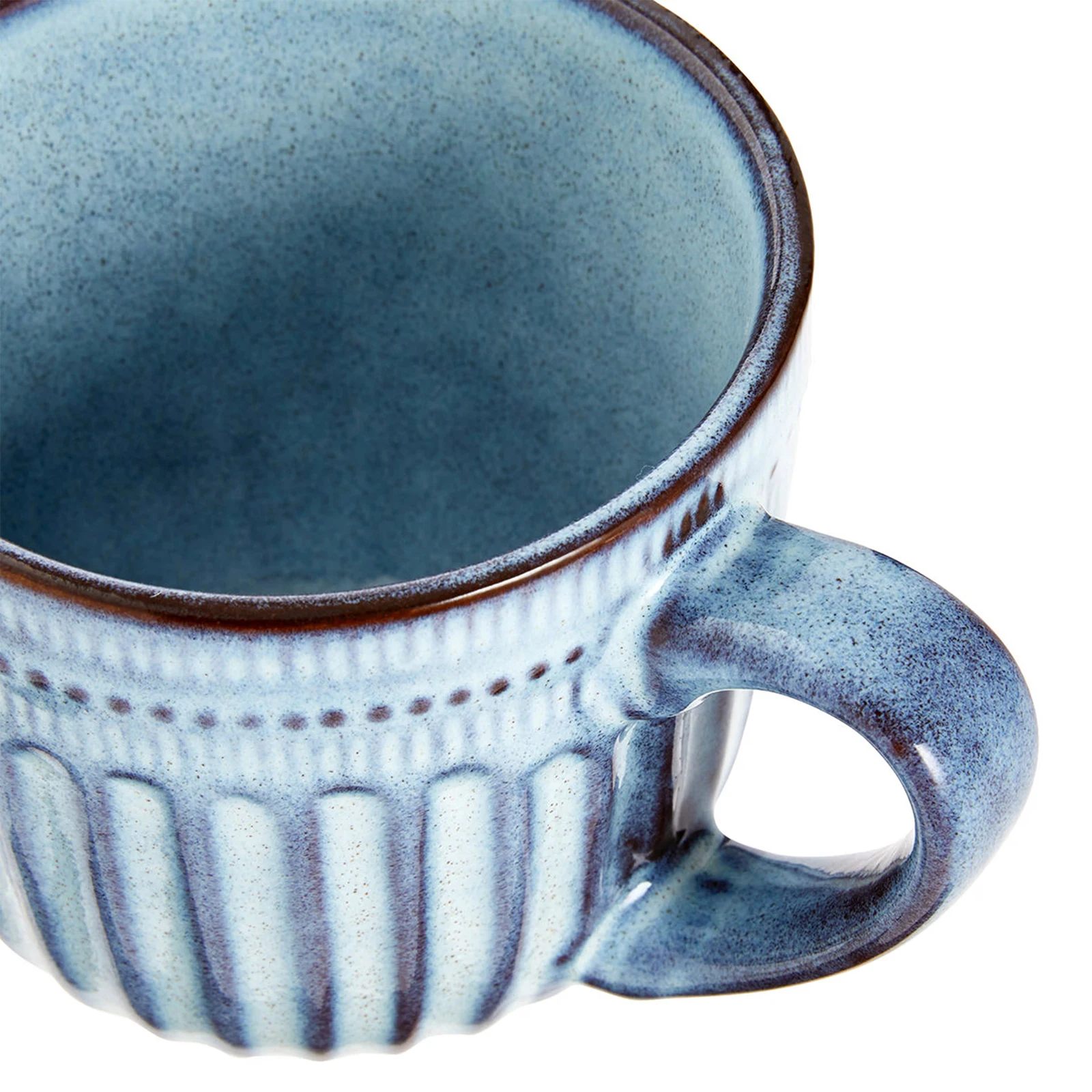 High Quality Dinnerware Set Mug European Style Antique Relief Blue Ceramic Cup