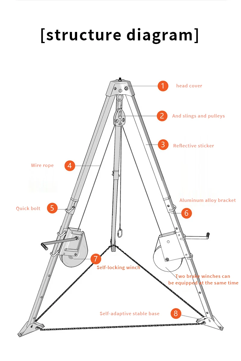 dependable Alloy Lifting Emergency aluminium tool Ce with high quality Rescue tripod