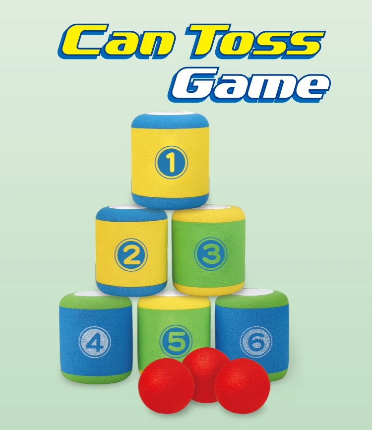 product foam can toss game set for kids adults family indoor outdoor fun with 6 soft cans and 3 safe balls backyard carnival party game-0
