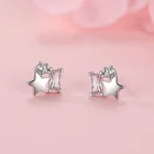 Diamond PONEES Star Shape Stud Earrings 925 Sterling Silver Diamond Earring For Women New Fashion
