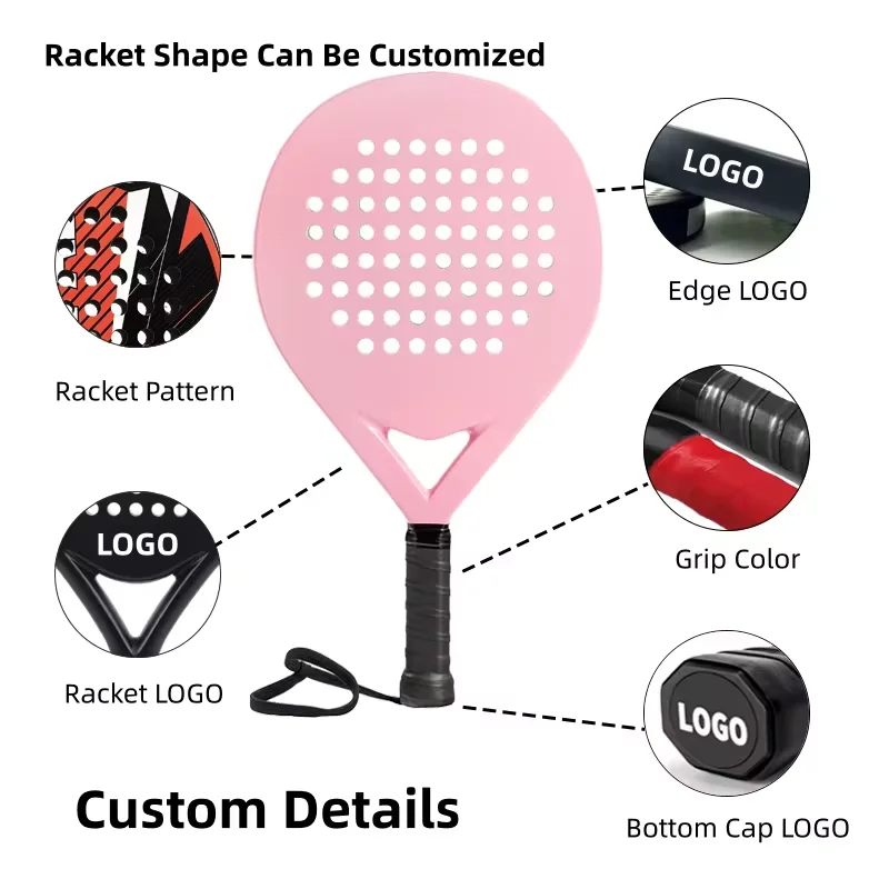 High Quality Professional Carbon Fiber Padel Racquet Customizable Outdoor Sports Beach Tennis Racket with Nylon Net EVA Grip factory