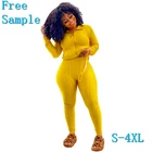 2021 Solid Color Long Sleeve Sexy Navel Casual Sports Plus Size 2 Piece Sets Women Plus Size Women Clothing