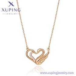 X000464911 Xuping Jewelry New Fashion Design Swan Heart Necklace Women Elegant 18K Gold Color Exquisite Versatile Necklace