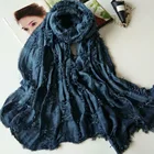 New Design Solid Color Satin File Cotton Hijab Shawl Tassel Scarf For Women