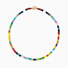 Necklace Necklaces Factory Wholesale Bohemia Iridescent Rainbow Tile Beads Necklace Enameled Tube Bead Necklace In Stocks
