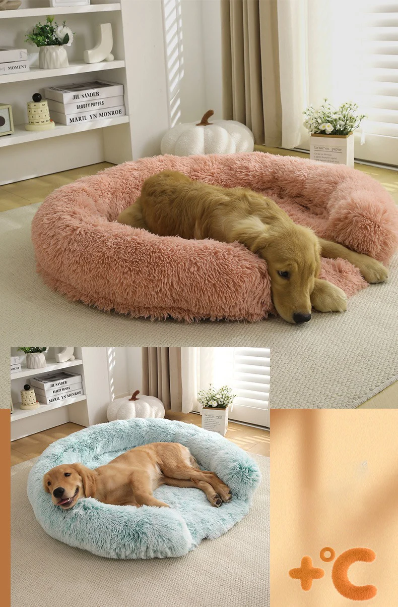 product plush round pet bed winter warm soft comfortable machine washable luxury dog bed cat kennel pet mat wholesale-52