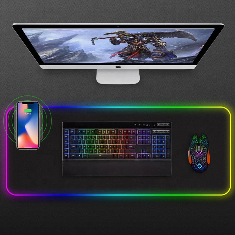 Wireless charger custom logo Wireless Charging Big Size RGB LED gaming mousepad mouse pad