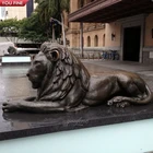 Brass Lion Statue Antique Casting Brass Lying Down Life Size Bronze Outdoor Lion Statue For Sale