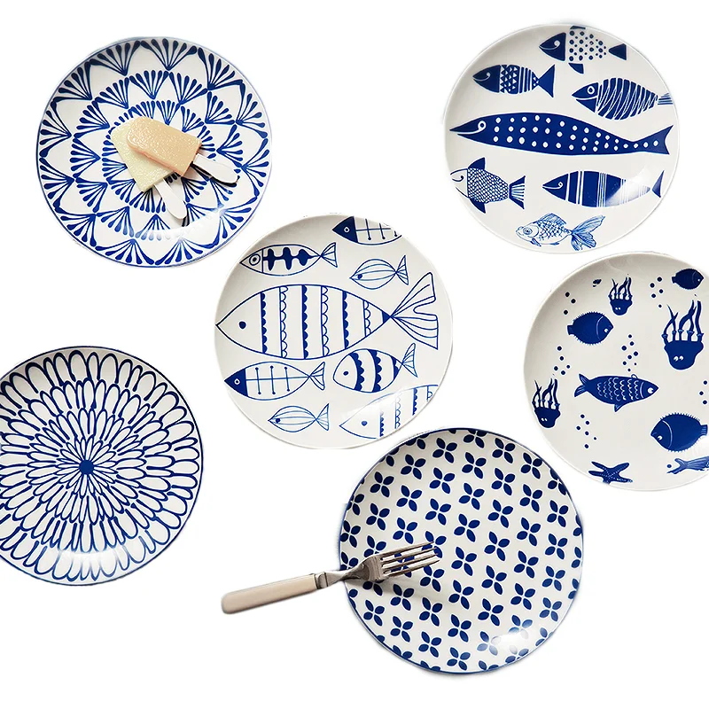 Colorful Decal Pattern Japanese Style High Quality Ceramic Dinner Plates Dishes