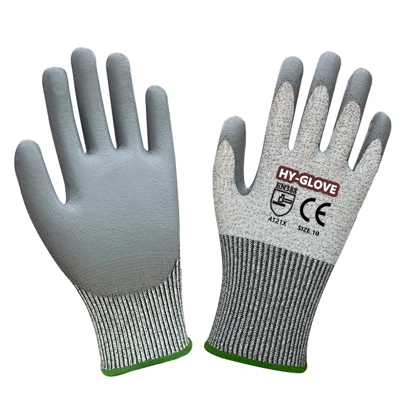 Factory Ce En388 Hppe Shell Pu Dipped Level 5 Work Protection Anti Cut