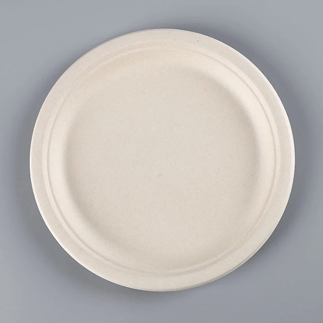 Biodegradable Uncoated Sugarcane Ribbed Paper Plates