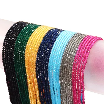 2mm Stock For Sale Crystal Football Shape Faceted Beads 32 Colors Clear Glass Beads Colorful Hydro Beads For Diy Jewelry Making