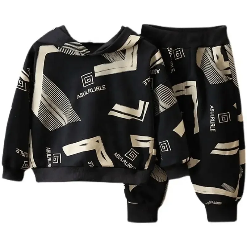 Boys' Autumn Suit 2024 New Children's Sweater Fashionable Kids Spring and Autumn Hoodie Clothes Wholesale