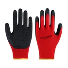 Gloves Customized Cotton Gloves Cotton Material And Industrial Application Colorful Crinkle Latex Coated Gloves