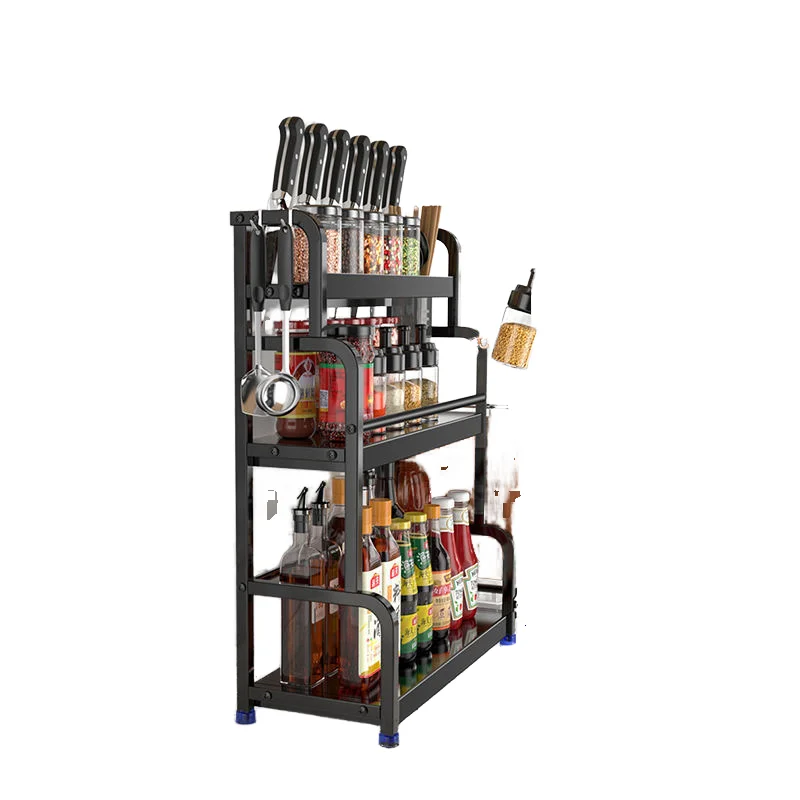 2 3 Tier Stainless Steel Cabinet Spice Rack Standing Type Home Kitchen Gadgets Tableware Storage Shelf Easy Countertop