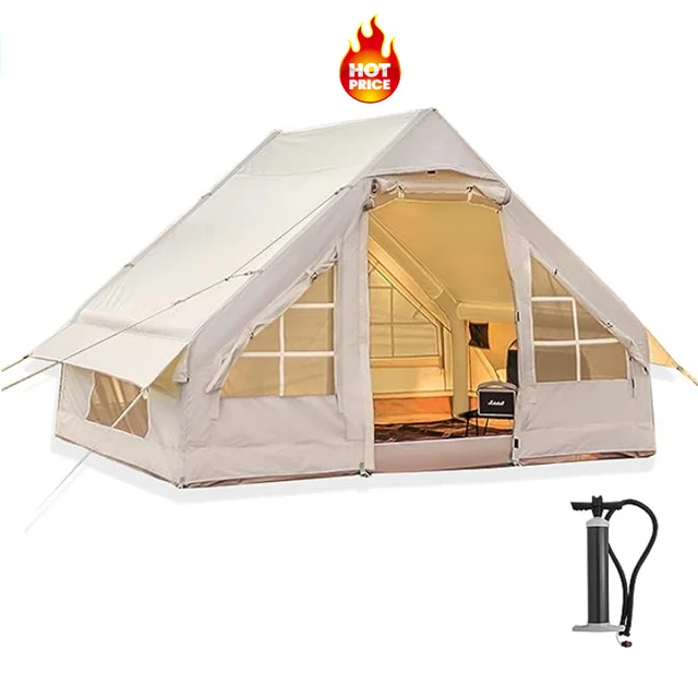 Hot Selling 4 Season Waterproof and Sun-Proof Inflatable Glamping Tent with Pump