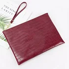 Leather Leather Laptop Pouch Flat Pouch Wrist Purse Bag Customized Letters Embossed PU Crocodile Leather Clutch Bag Women