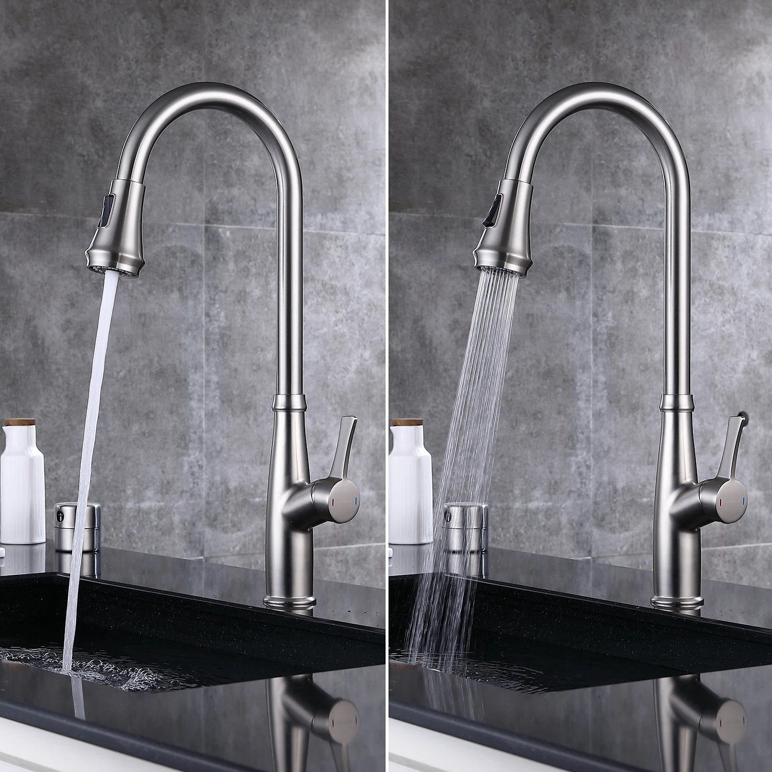 Kitchen faucet brushed nickel 360 degree rotation faucet