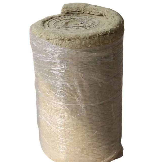 ASTM C592 stone mineral rock wool wired roll fiber insulation 50mm rock wool blanket with wire mesh