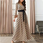 Dresses Dress Wholesale Women Long Dresses Polka Dot Long Sleeve High Waist Belt Maxi Dress
