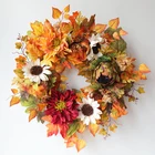 Wedding 2021 Top Quality Wedding Wall Hanging Decoration Artificial Flower Wreath Yellow Fall Leaf Door Decor