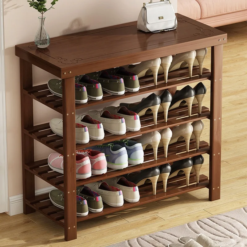 Shoe rack Household solid Wood economy simple Shoe Cabinet door multi-layer dustproof shoe stool contracted Modern