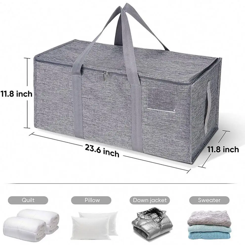 Borse portaoggetti Large Capacity Clothes Non-Woven Storage Bags 2 Pack With Zips for Comforters Blankets Bedding Quilts Toys