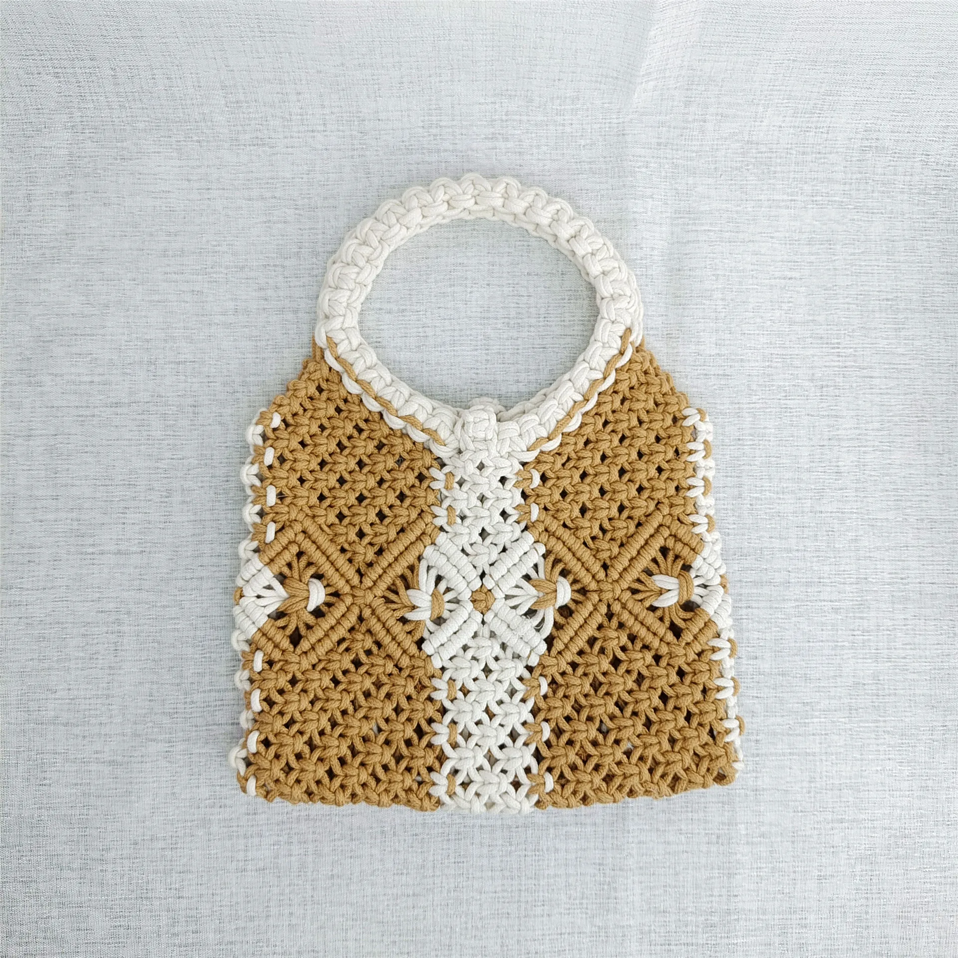 Women Girls Handmade Crochet Cotton High fashion Hand Bag Tote Eco friendly Bag straw rattan bag wholesale