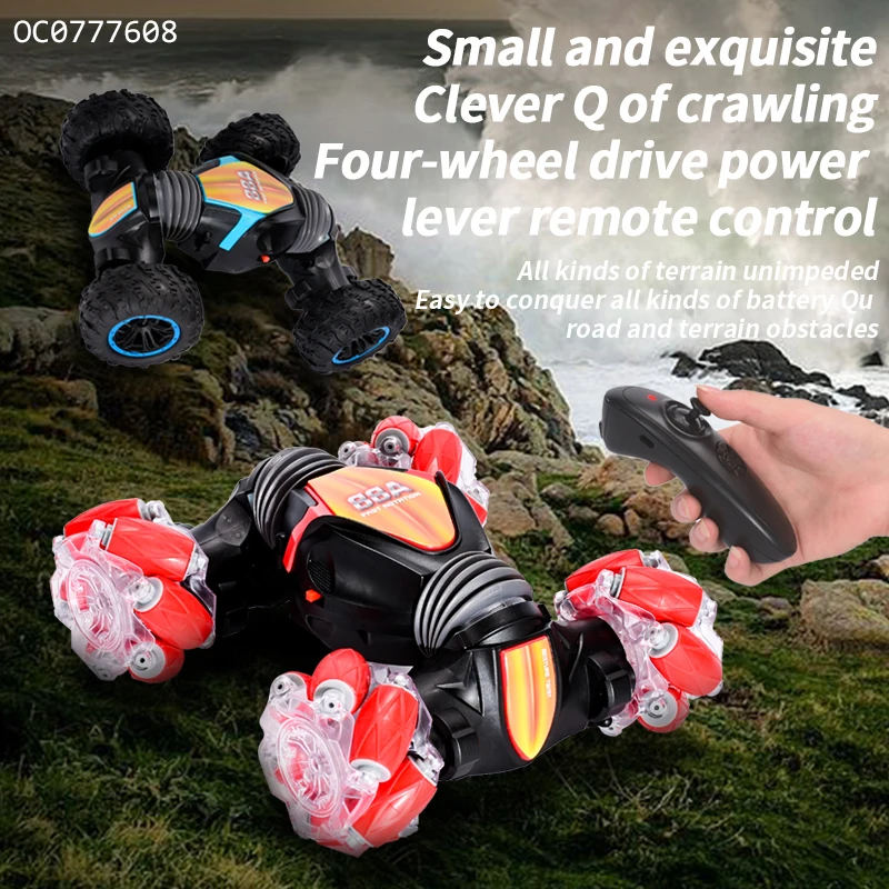 Cute remote control twisting mini double rolling rc stunt car toy for kids