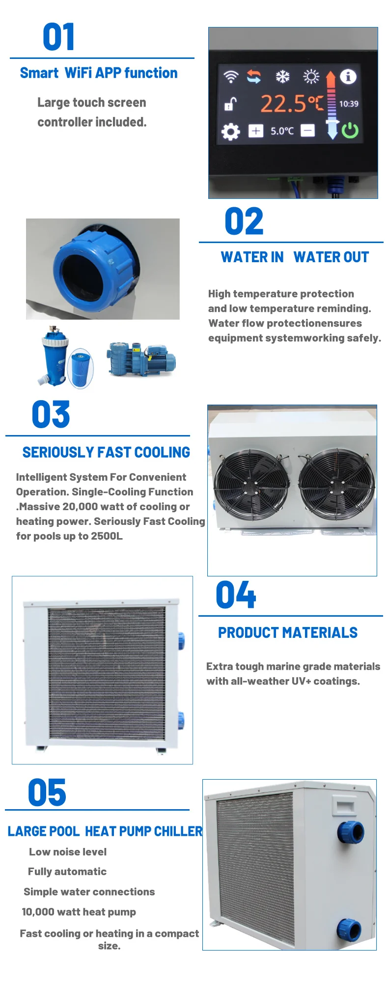 Metal Electric Pool Chiller, 20KW-60KW, R32 - detail 6