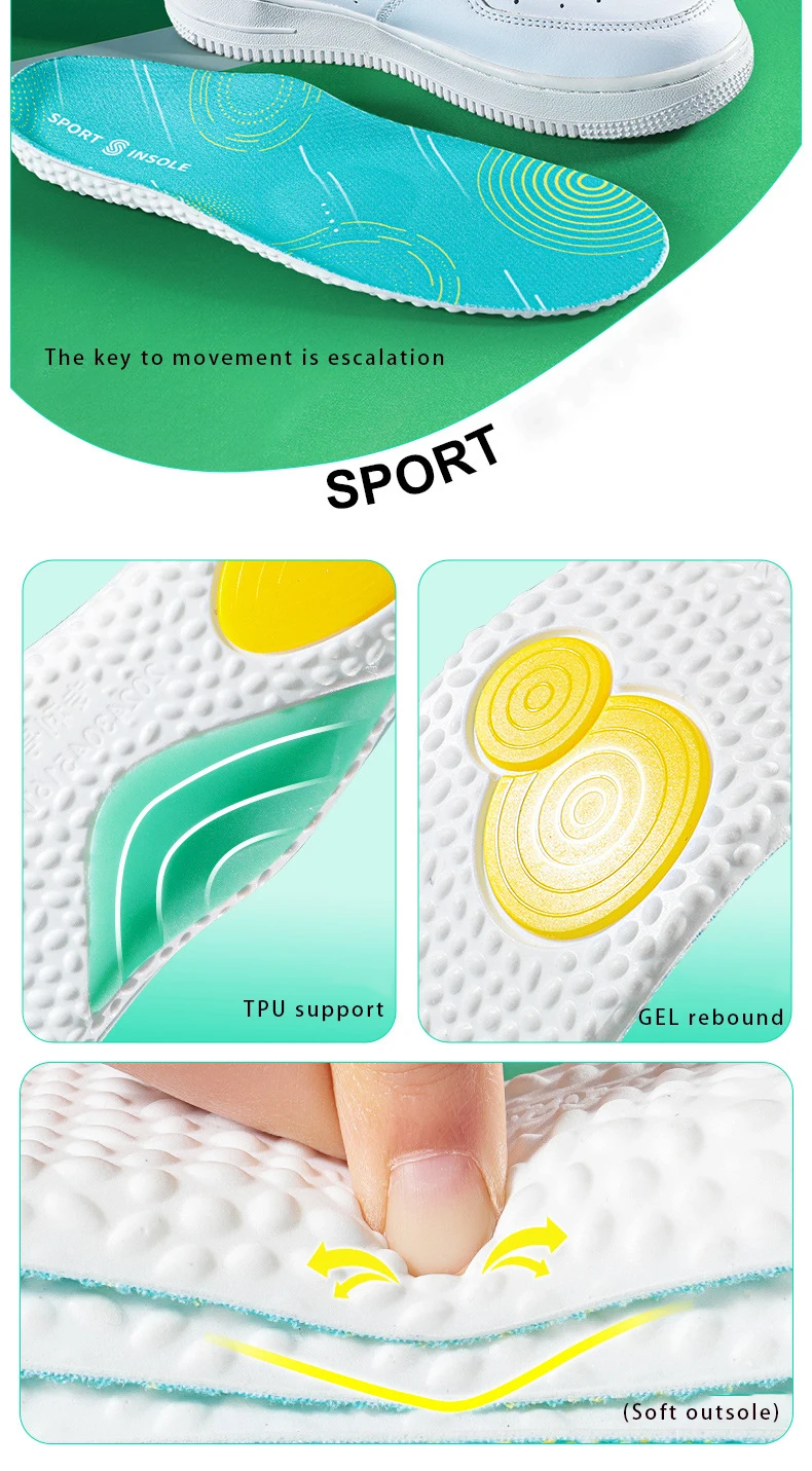Perfect Hardness PU Sport Insole Popcorn Gel Soft Elastic Air Cushion Shockproof Breathable Arch Support Soft Light Shoe Inserts Perfect Hardness PU Sport Insole Popcorn Gel Soft Elastic Air Cushion Shockproof Breathable Arch Support Soft Light Shoe Inserts