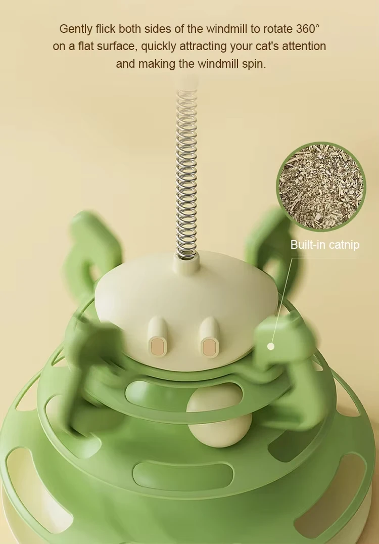 New 4-in-1 Cat Turntable Leaky Food Toy Jiggle Ball with Feather Teasing Stick Four-story Cat Tower Track Cat Toy Pet Products manufacture